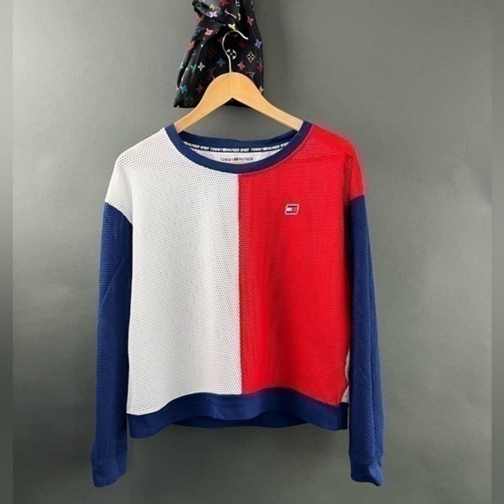 Tommy Hilfiger Sport Color Split Blocked Mesh Long Sleeve Shirt